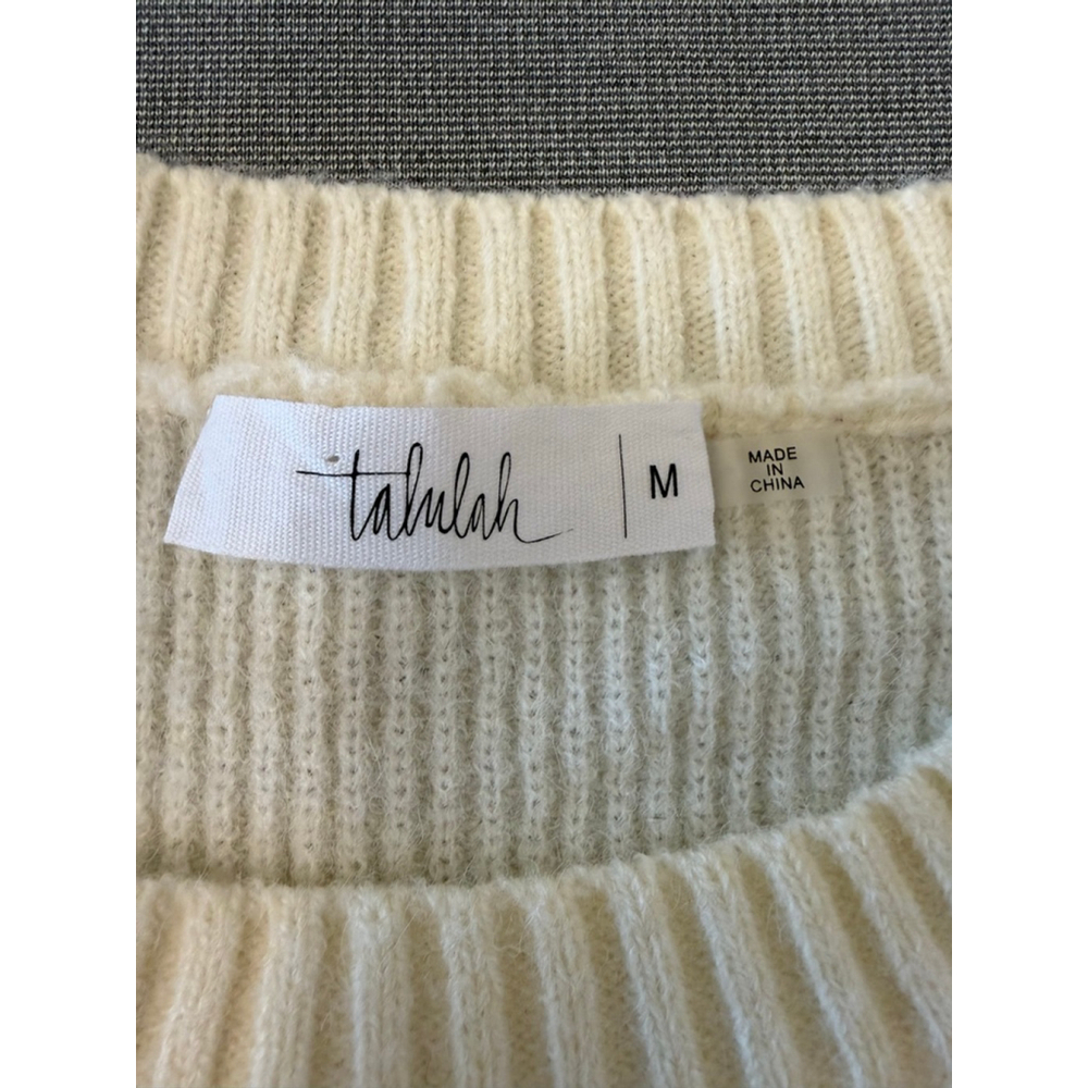 Talulah ivory short-sleeve knit sweater with multiple plaid bows puff slv SZ M - Picture 7 of 7